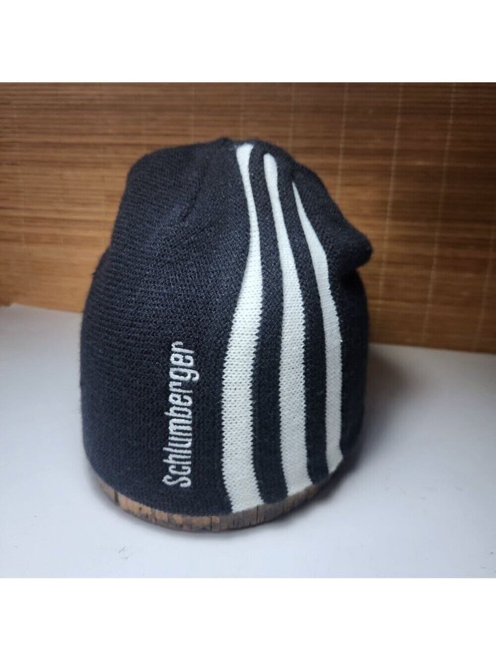 Vintage Schlumberger Beanie Knit Hat Oil Drilling Fall Winter Toque